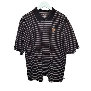 Team Apparel New Orleans Saints Polo Shirt Men's Black White Stripe NFL Golf